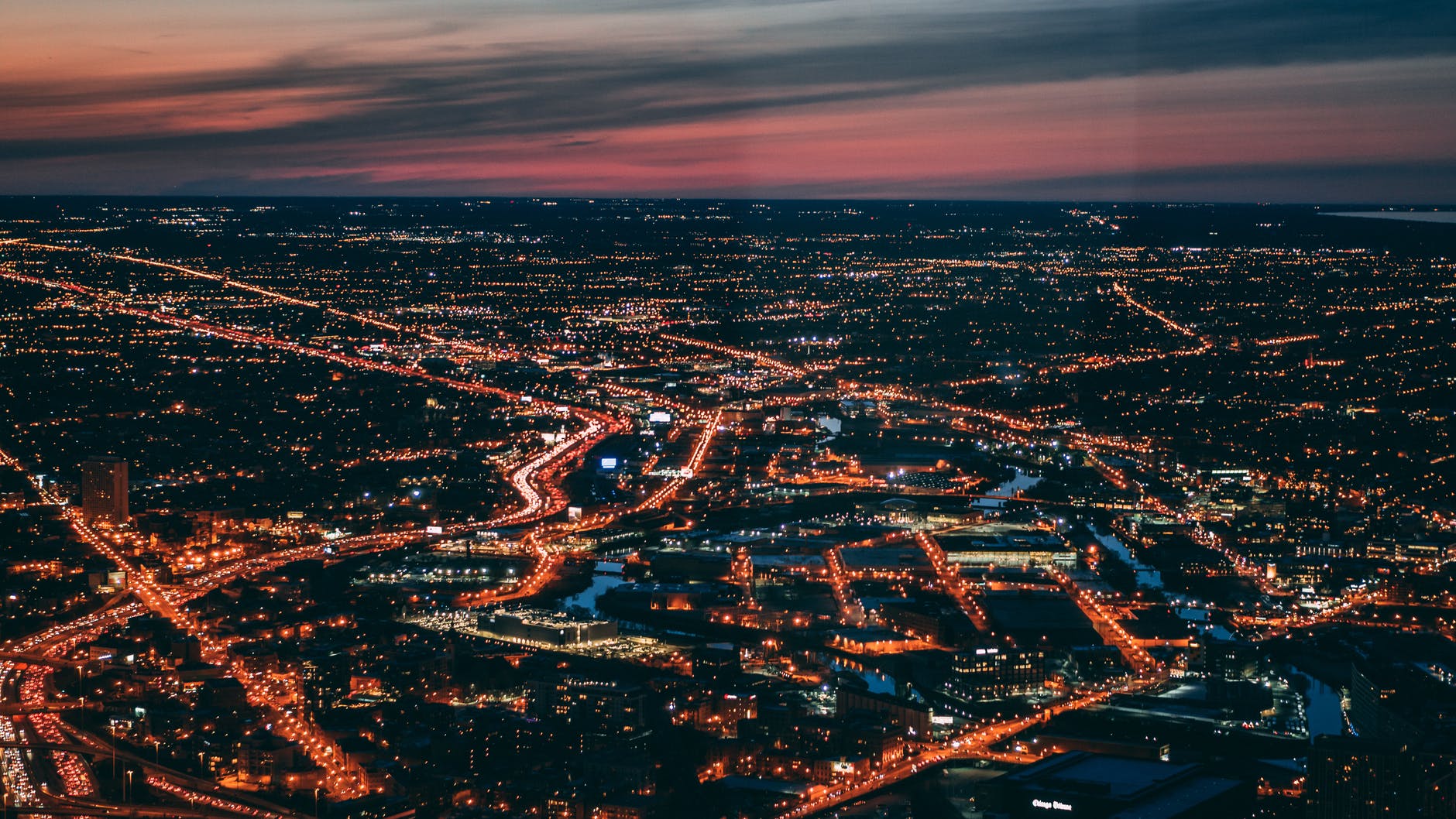 bird s eye view of city during dawn